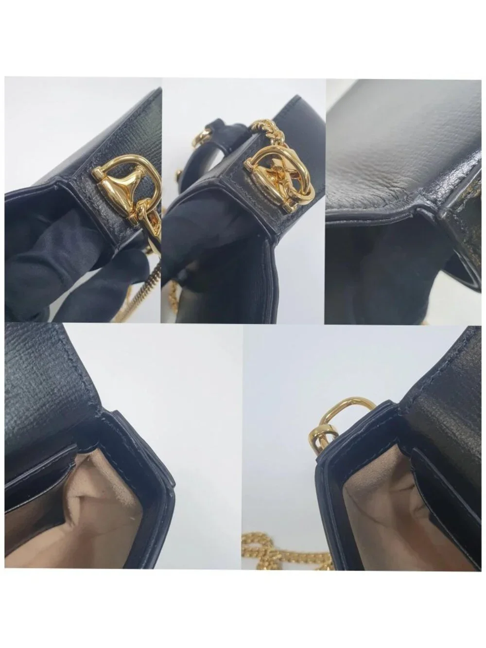 Authentic Gucci Horsebit 1955 Mini Chain Crossbody Black Leather